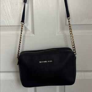 Michael Kors Jet Set black crossbody gold hardware